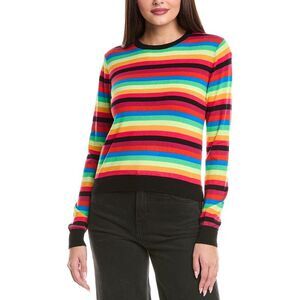 Wispr Womens Winter Rainbow Silk-Blend Sweater, Black